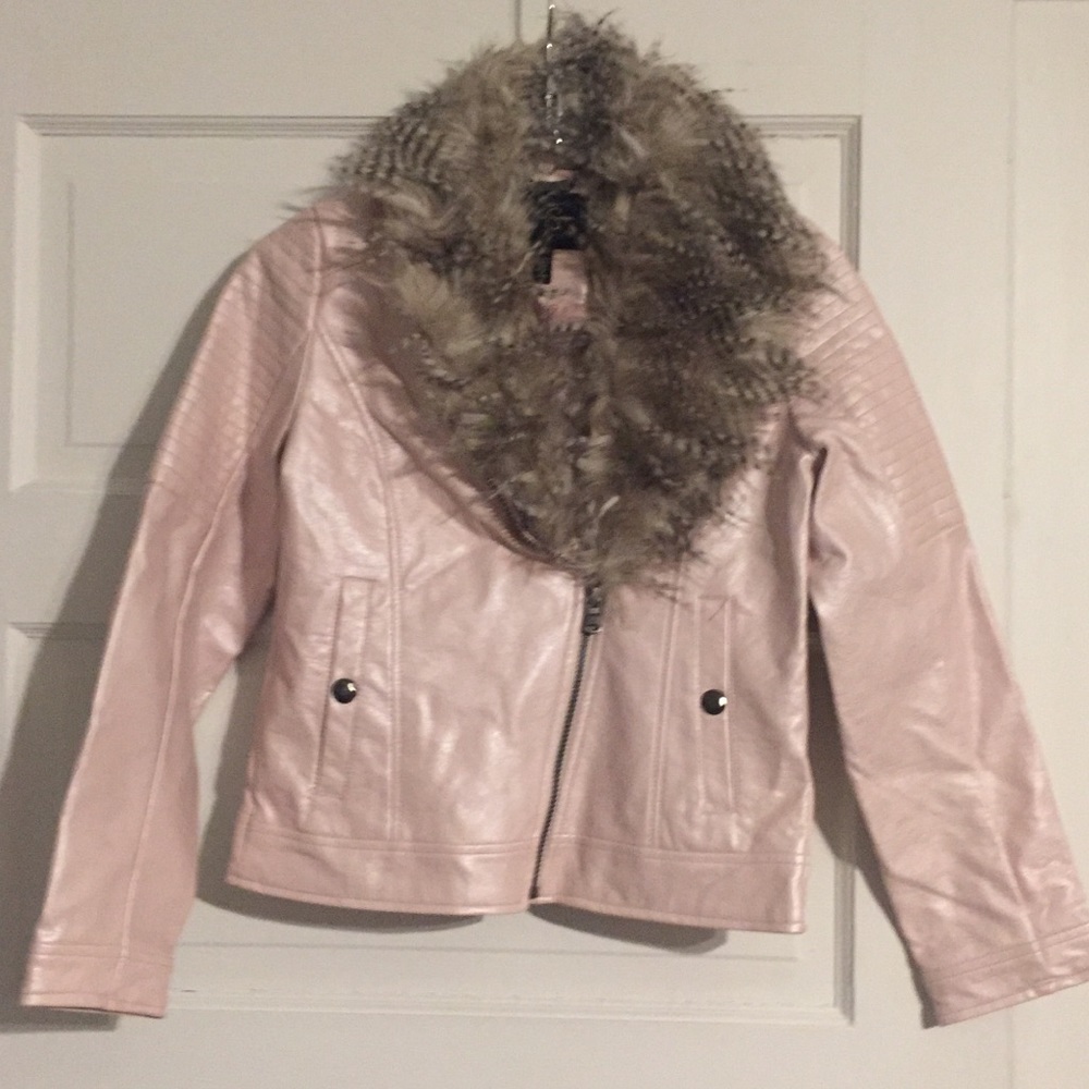 Jessica Simpson NWOT Faux Leather/Fur Moto Jacket